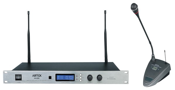 AK-8230 UHF 二通道紅外對(duì)頻無線會(huì)議話筒